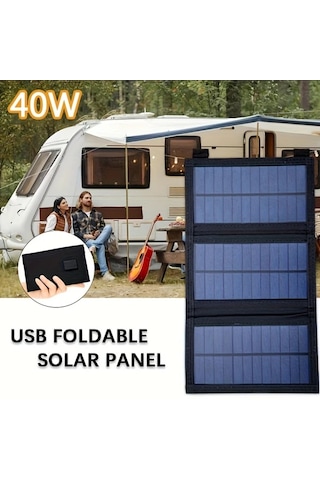 Xuweiwei Weıhaoxı Siyah 3 Katlı Katlanabilir Güneş Paneli Taşınabilir Kamp Aksesuarı Usb Girişli Solar Panel Karavan Kampçılık Piknik İçin