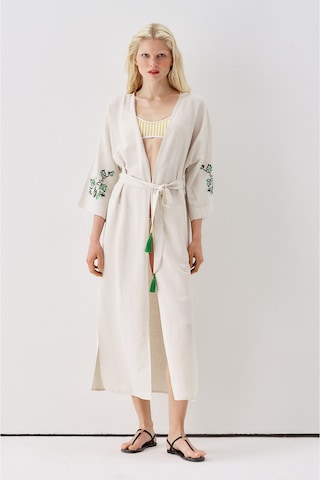 Sagaza Studio Ss6186 Keten Bağlamalı Kimono Yesıl