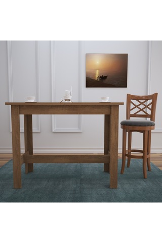 Pasific Home Barra Bar Masası Yüksek Yemek Masası, Koyu Meşe, 120x60