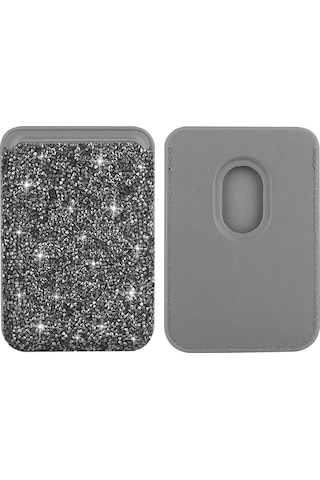 Nihcase Apple Uyumlu iPhone 14 Pro Max Kılıf Glitter Mozaik Magsafeli Taşlı Pırlanta Kapak + Taşlı Manyetik Kartlık