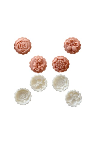 Floral Moon Cake Kalıpları - Narin Ay Kekleri Ve Kurabiyeleri Pişirmek İçin 4 Benzersiz Çiçek Desenli Kurabiye Pulları