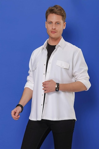 Efor G 1551 Slim Fit Beyaz Klasik Gömlek Beyaz
