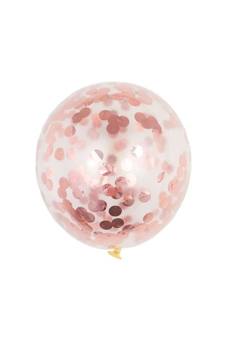 Pazarız Konfetili Balon Pullu Şeffaf Balon Seti 50 Adet Roze Gold
