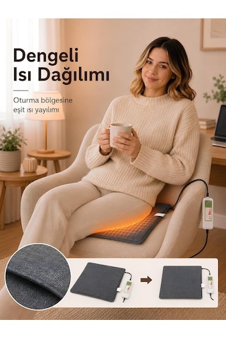 Omak Elektrikli Minder Isıtıcı Dijital Kumandalı Ofis Büro Bahçe Ev Koltuk Sandalye El Ayak Isıtma Minderi 5 Kade Genel