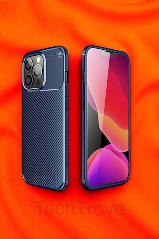 Apple Uyumlu iPhone 13 Pro Max Kılıf Kamera Korumalı Darbe Emici Karbon Fiber Desenli Kapak