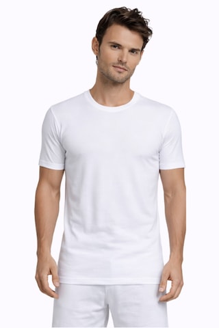 Çift Kaplan %100 Pamuk Erkek Beyaz Interlok Bisiklet Yaka T-shirt 640 3'lü