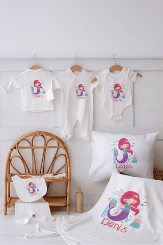 Lilabio %100 Organik Isme Özel Isimli 10lu Hastane Çıkışı Denizkızı Ekru