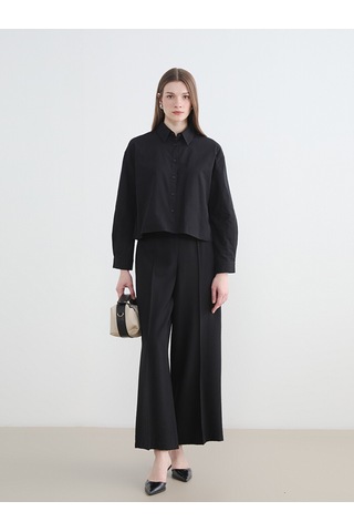 Lcw Modest Siyah Loose Fit Kadın Gömlek