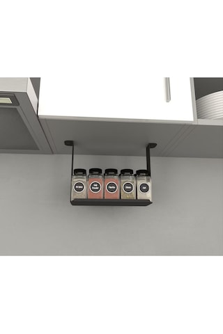 Aju Baharatlık Baharat Rafı, Mutfak Banyo Düzenleyici, Dolap Altı Monte Raf, Mutfak Rafı, Metal Raflık Siyah