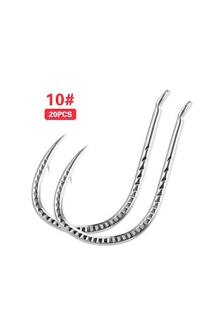 Yuntech01 20 Adet Yüksek Karbon Çelik Işini İğnesi 10 Numara, Çengelli Ve Çoklu Oluklu Tasarım, Balık Kaçırma Riskini Azaltır