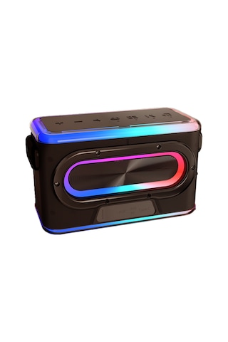 Lenyes S834 Rgb Led Işıklı Bluetooth Speaker Hoparlör Ve Karaoke Bluetooth Mikrofon Siyah
