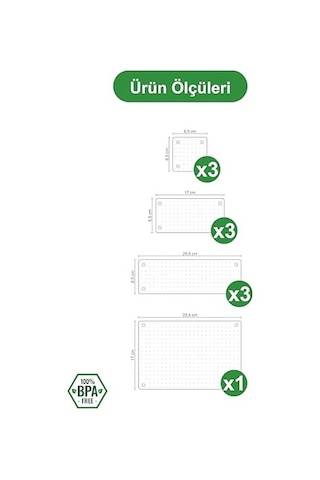 Modüler Organizer Set Mutfak Çekmece İçi Düzenleyici Çatal Kaşık Bıçak Organizeri Kristal 10'lu Set Açık Mavi