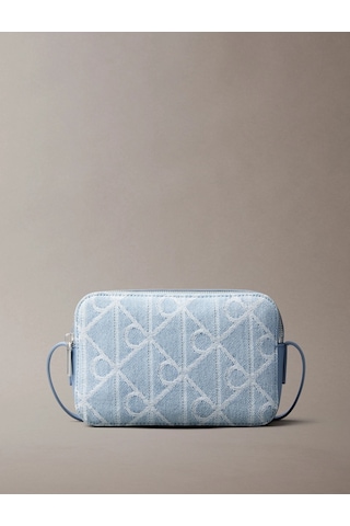 Calvin Klein Amblemli Tamamı Baskılı Denim Kamera Kadın Mavi Çapraz Çanta Lv04f3430g-ybz