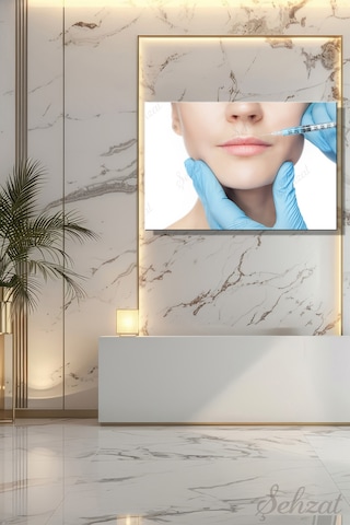 Yatay Tekli Kanvas Duvar Tablosu Modern Klinik Medikal Estetik Enjeksiyon İğne Dolgu Dolgu İş Çok Renkli