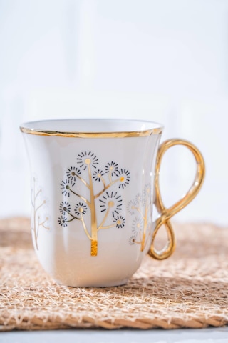 Eliz Mug Kupa Bardak - 210 Ml Beyaz - Altın