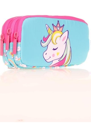Kaukko Kids 3 Bölmeli Kalem Çantası Toys Unicorn Mavi L8155