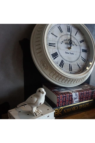 Goldenqian 14 Inç Vintage Beyaz Roma Rakamları Avrupa Duvar Saati Oturma Odası Dekoratif Antika Dilsiz Demir Çerçeve Kuvars Saat Tek Taraflı T8jaf3 Beyaz