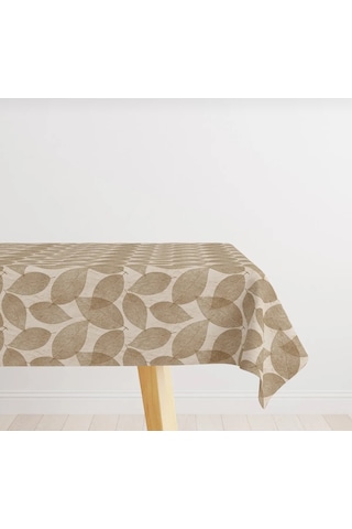 Pvc Elyaf Astarlı Silinebilir Muşamba Masa Örtüsü Kahve Yaprak