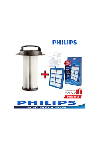 Philips Uyumlu Fc 9205 Marathon Hepa 13 Filtre Ve Silindirik Filtre Seti