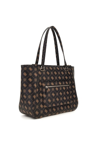 Guess Kadın Monogram Desenli Çok Bölmeli Tote Çanta - Kahverengi Kahverengi