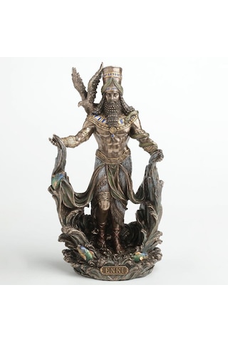 Dekoratif Enki Biblo Wise Veronese Poliresin Mezopotamya Tanrısı Figürü 23,5 Cm .