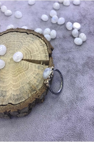 Ay Taşı Gümüş Yüzük Doğal Taş 925 Ayar - 200920629