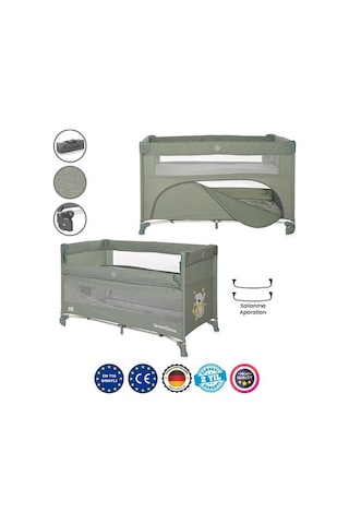 Lorelli Up And Down Anne Yanı Park Yatak İceberg Green Teddy Bear