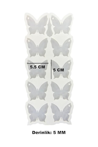 Epoksi Reçine Silikon Kalıp Çoklu Kelebek Delikli Anahtarlık Kalıbı 5 Cm 10 Lu Diğer