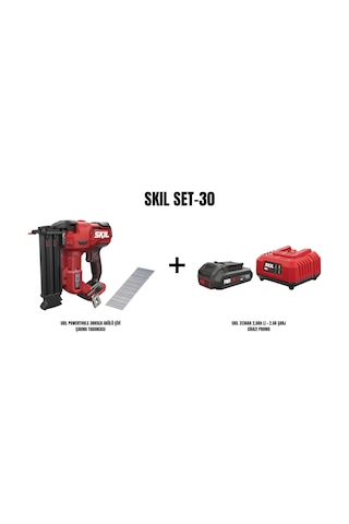 Skil Set-30 3885CA Akülü Çivi Çakma Tabancası + Skil 3136AA 2.0AH Li + 2.4A Şarj Cihazı Promo