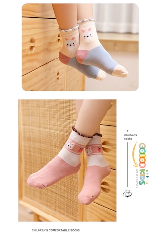 Color Socks 5 Çift Rabbit Desenli Esnek Günlük Çocuk Çorap Extra Soft Çok Renkli
