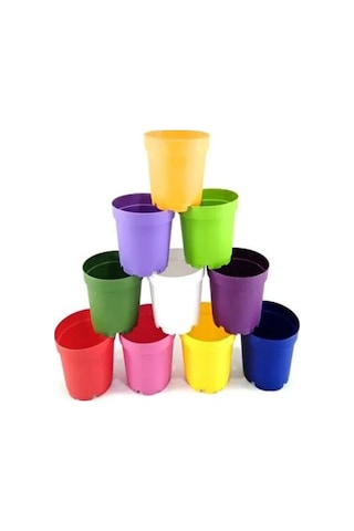 Katı Plastik Sukulent Saksısı 10 Adet Yeşil 8.5 Cm