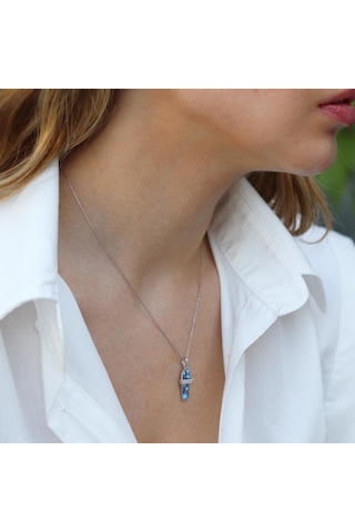 Nazar Boncuklu Terlik Gümüş Kolye Gümüş