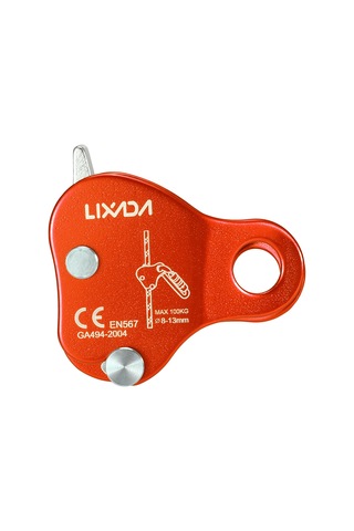 Maiyame Lıxada Alüminyum 7075 Kayar Korumalı Taşlama Tırmanma Aracı - 100kg Yük Kapasitesi, 8-13mm İp Uyumu, Turuncu Çok Renkli