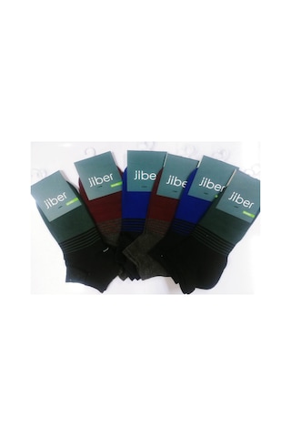 Jiber Erkek Bambu Patik Çorap 6756 - 6 Adet Çok Renkli