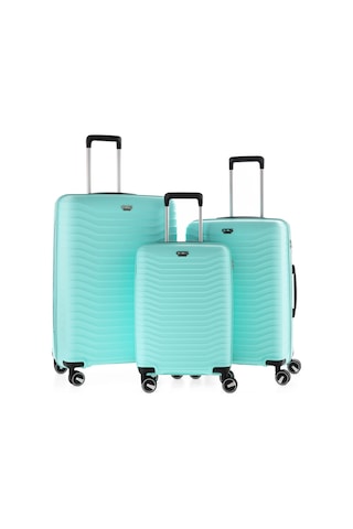 Ultra Dayanıklı 3'lü Set Valiz & Bavul Mavi-1391 Mavi