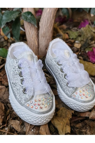 Scarpe Magiche Kristal Prenses Spor Ayakkabı 31-35 Numara Arası Işıksızdır Gümüş