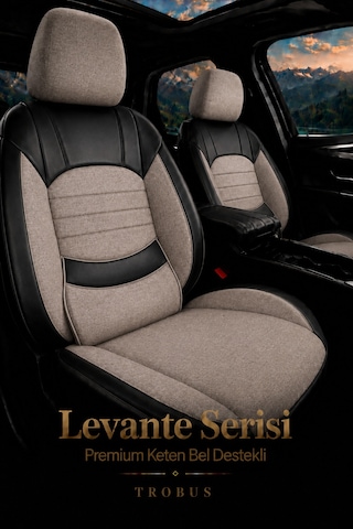 Bmw 3 Serisi E90 2005-2012 Uyumlu Levante Serisi Bej Siyah Oto Koltuk Kılıfı