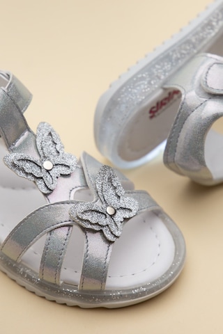 Dilimler Ayakkabı Şirinbebe Ortopedik Kız Çocuk Sandalet Gümüş Kelebek Detaylı-4705