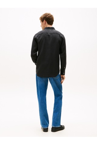 Tommy Hilfiger Pıece Dye Lınen Rf Shırt Erkek Siyah Gömlek - Mw0mw39425 Siyah