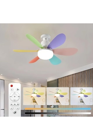 Dashanshop Xbate 52.07 Cm Akıllı Tavan Fanı Lambası Uzaktan Kumandalı 3 Hızlı Rüzgar Ayarlanabilir Led E26 E27 Vida Tabanı Beyaz