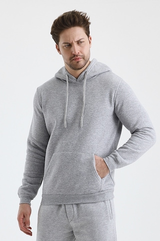 Monox Erkek Kapşonlu 3 İplik Sweatshirt Gri