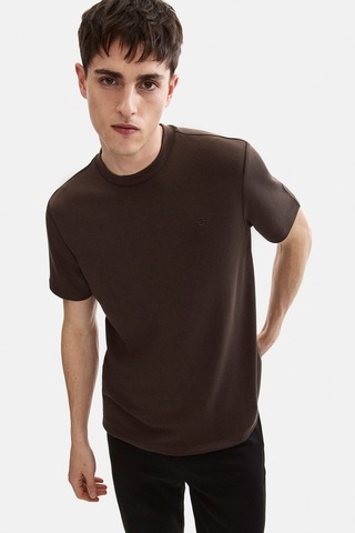 Backandbond Kahve Regular Fit Basic Bisiklet Yaka Tişört