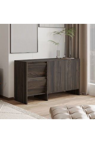 Laris 130 Cm Modern Konsol 4 Kapaklı, Yüksek Ayaklı, Minimalist Tasarım Ceviz