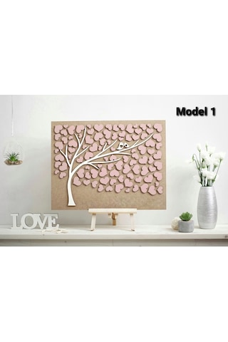 Hdrlazerdizayn Ahşap 3 Boyutlu Ağaç Model Anı Defteri Pano