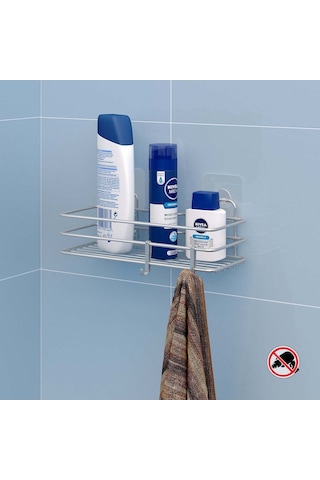 Teknotel Yapışkanlı Kancalı Banyo Rafı Silver St117H Gümüş