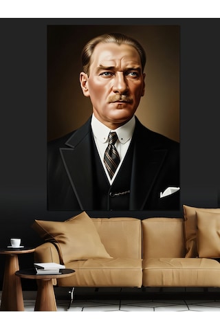 Ahşap Tablo Gerçekçi Atatürk Yüzü Portresi