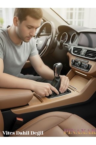 Porsche 911 Siyah Deri Prime Tasarım Sarı Spor Dikiş Vites Körüğü