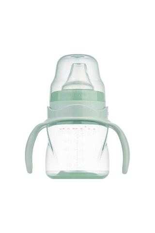 Mamajoo Antikolik Akıtmaz Alıştırma Bardağı 160 ML & İkili Ergonmik Beslenme Kaşığı - Powder Green