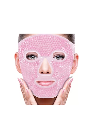 Terapi Jel Yüz Maskesi Soğuk Ve Sıcak Boncuklu Ayarlanabilir Maske Pembe