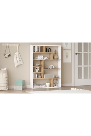 Robin Home Felix Kitaplık 124cm Sepet-beyaz